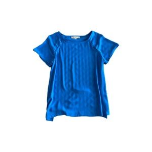 Vibrant blue LOFT short sleeve blouse, size S